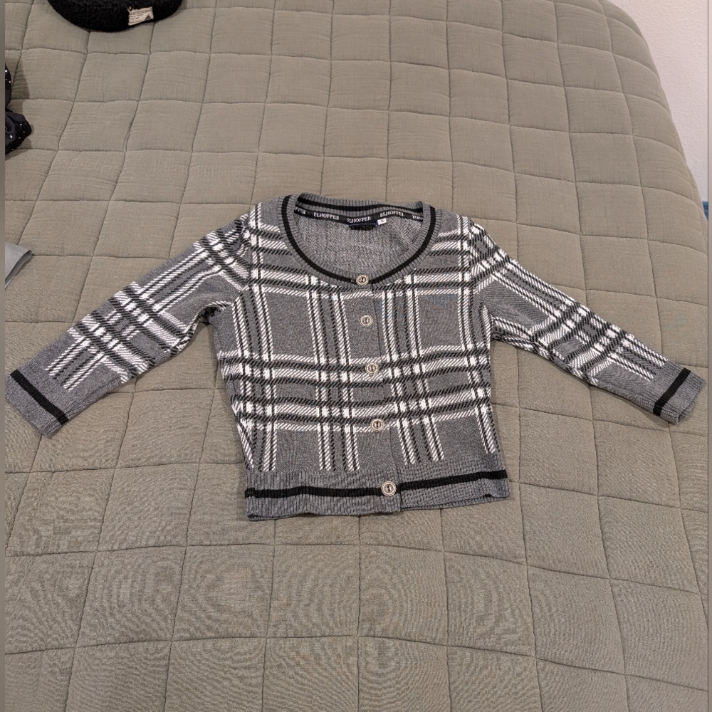 Plaid Gray Kids Cardigan